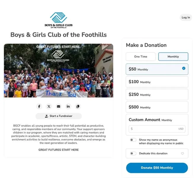 BGCF digital donation page