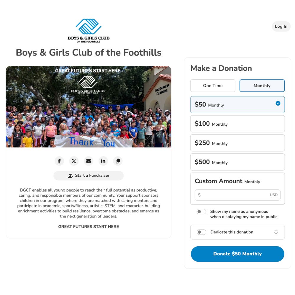 BGCF digital donation page