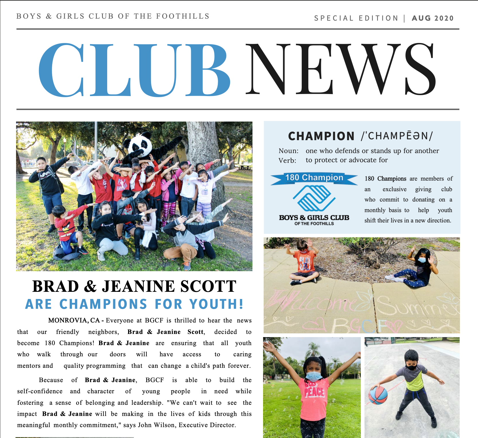 Monthly donor email newsletter